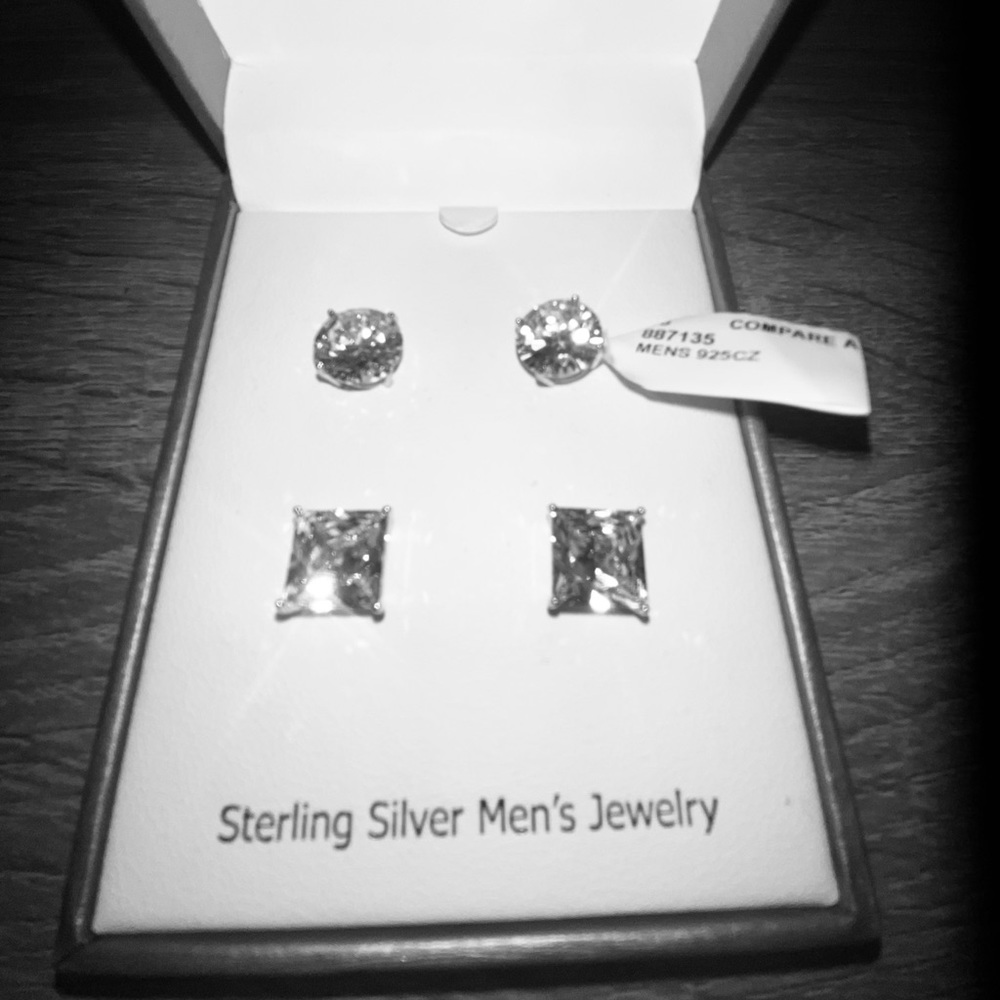 Sterling Sliver Stud Earrings 2 pairs (round & square) NWT